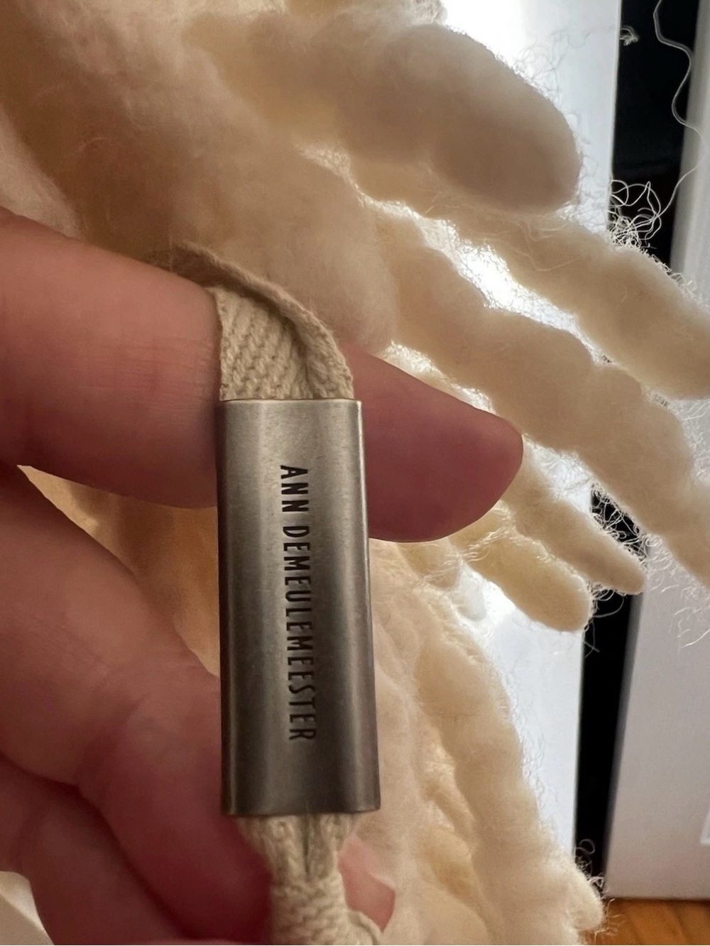 Ann Demeulemeester Cream Shaggy Fringe Drawstring Detail - Picture 5 of 10